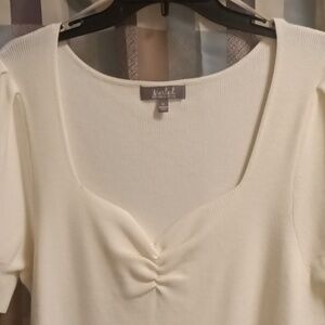 FINAL PRICE NWOT Marled rayon rayon blend s/s sweater w ribbed cuffs & hem